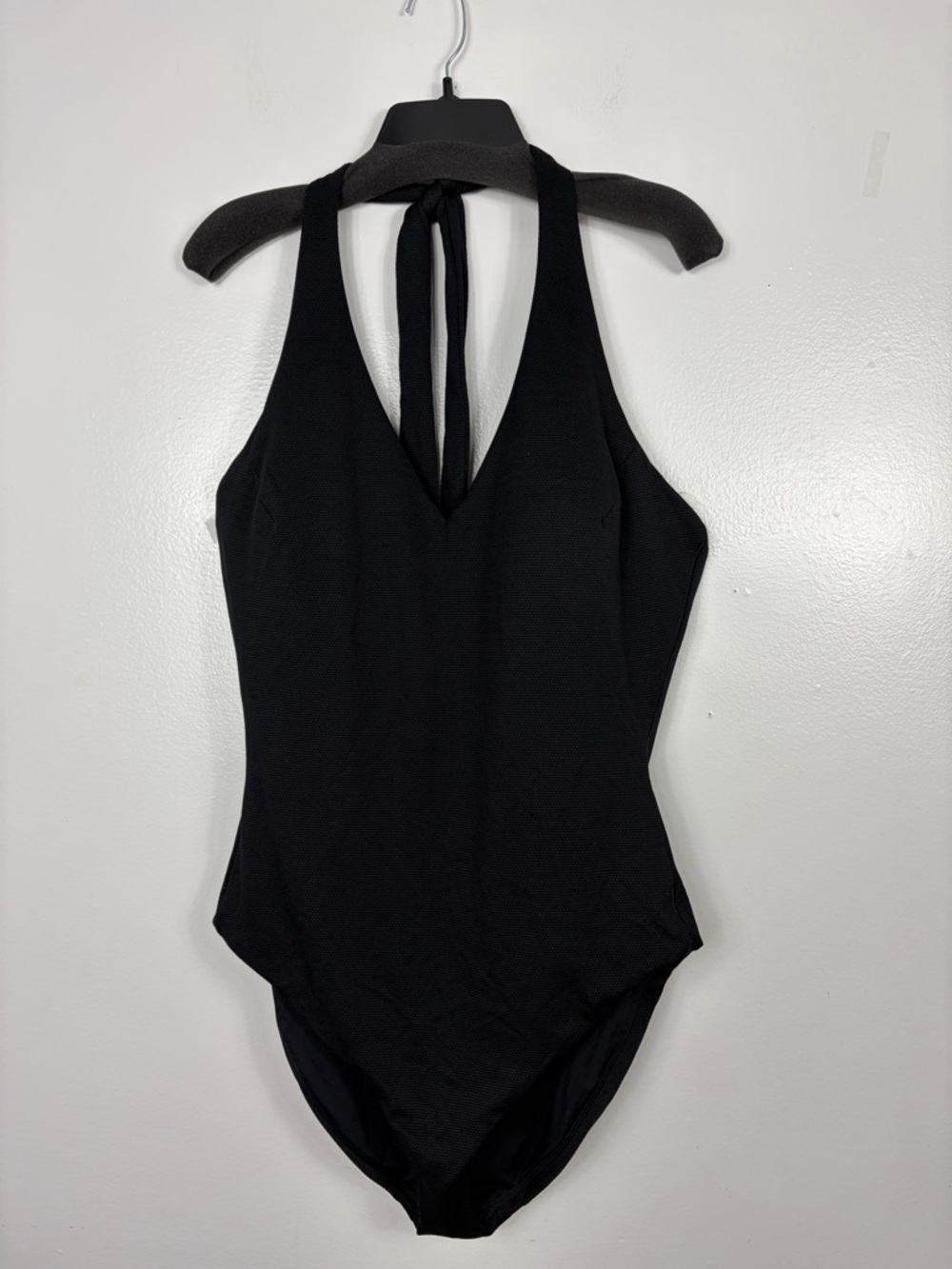 Spanx Pique Sculpting Black Halter One-Piece Swimsuit 2X